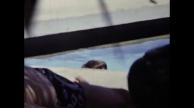 Rhodes, Spain june 1979: Pool resort scene in 70s