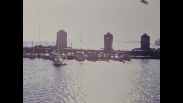 Rhodes Spain June 1979 Rhodes Port Castle View 70S — ストック動画