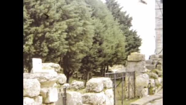Иерусалим Израиль Июнь 1976 Преображенская Церковь Горе Фабор Туристами Годы — стоковое видео