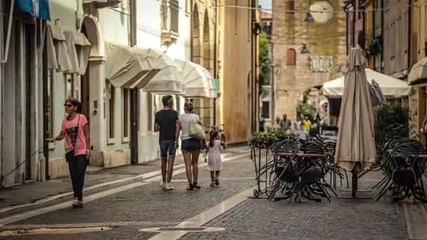 Rovigo Italy August 2022 People Walking Historic City — Stock videók
