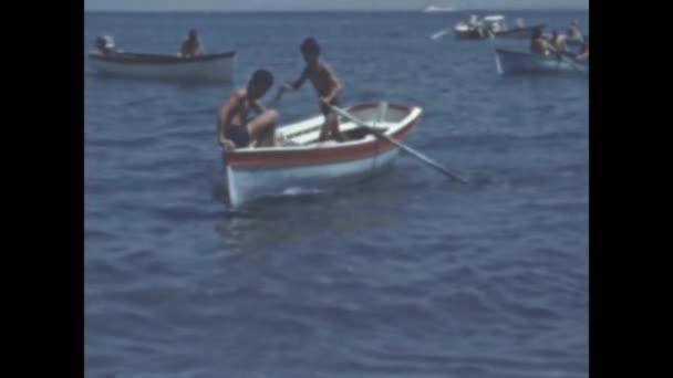Liguria Italy June 1960 Children Beach Vacation Scene 60S — Stock Video