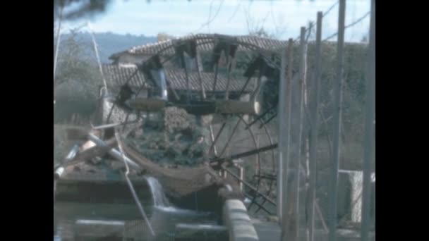 Assisi Italy June 1965 Ancient Watermill Detail 60S — Wideo stockowe