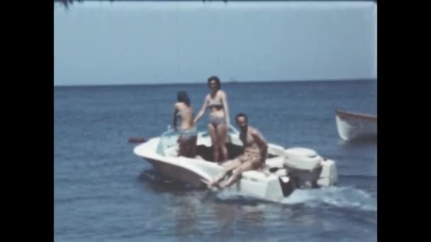 Liguria Italy June 1960 People Vacation Italian Beach 1960S — Video Stock