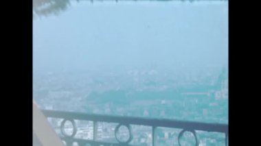 Paris, France may 1965: Descent from the Eiffel Tower scene in 60s