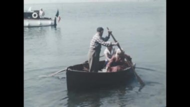 Hillerod, Denmark May 1965: Girls on a rowboat scene in 60s