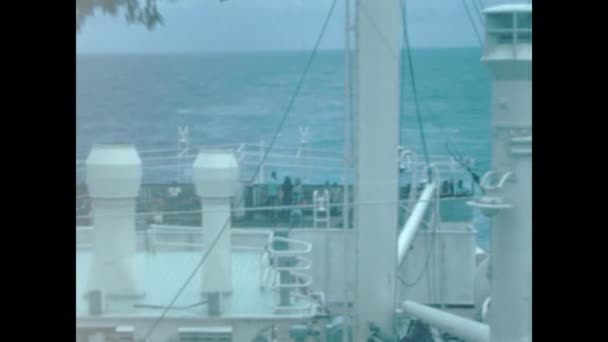 Athens Greece June 1965 Ship Deck Navigate Sea Scene 60S — Vídeos de Stock