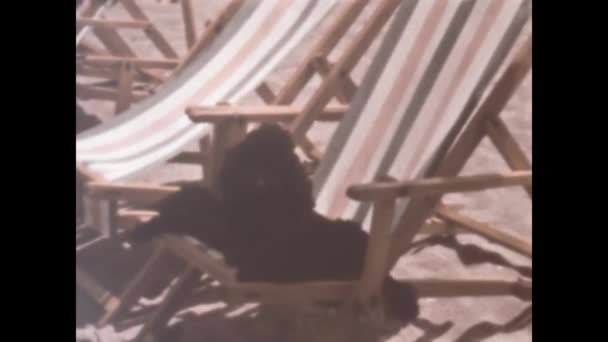 Лігурія Італія Серпні 1965 Року Місце Відпочинку Пляжі — стокове відео