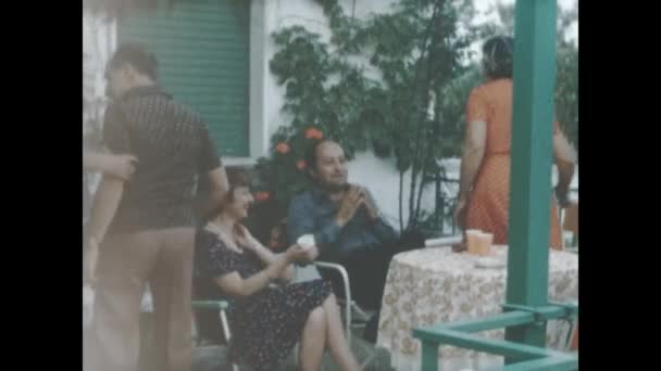 Liguria Itally August 1965 Family People Garden Table Scene 60S — 비디오