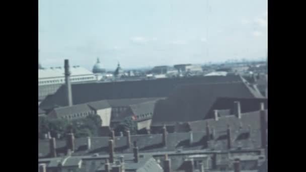 Copenaghen Denmark May 1965 Copenaghen Aerial View Scene 60S — Wideo stockowe