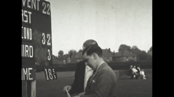 Лондон Великобритания May 1939 School Sports Day Busy Staff Member — стоковое видео