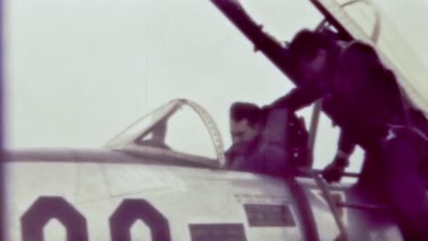 Foggia Italy April 1960 Fighter Jets Sky Aupc Flight School — Stock Video