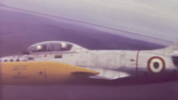 Foggia Italy April 1960 Group Fighter Jets Fly Formation Clouds — Video