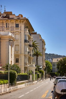 Nice, France 20 august 2022: Nice Road with some baroque palaces typical of this city on a sunny day.