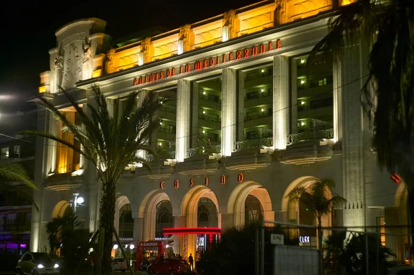 Nice, France 20 august 2022: Nice casino at night shooting with all its illumination outlining the lines and shapes.