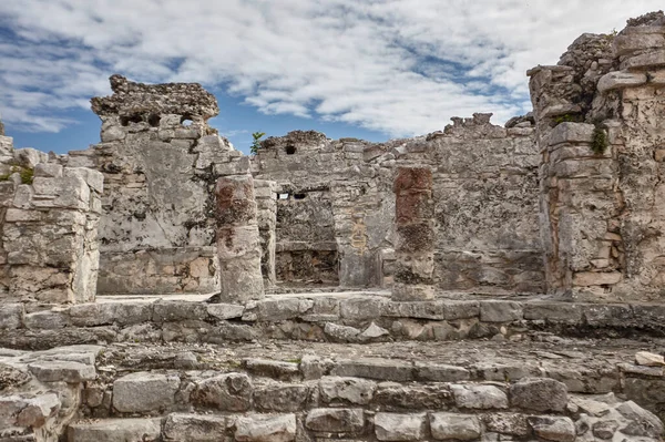 Detalle Arquitectura Los Templos Mayas Pertenecientes Las Ruinas Tulum México —  Fotos de Stock