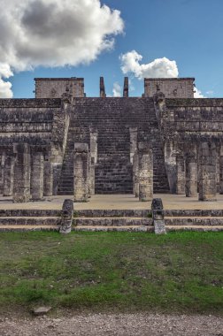 Column corridor of the Temple of the Warriors in Chicen Itza, Mexico