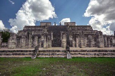 Column corridor of the Temple of the Warriors in Chicen Itza, Mexico