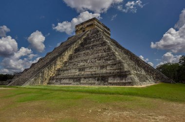 Pyramid of Chichen Itza Filtered by Vegetation in mexico