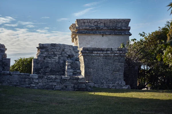 Épületek Romjai Nyúlnak Vissza Maja Civilizáció Tulum Komplexum Mexikóban — Stock Fotó