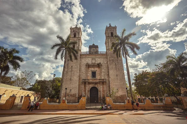 Vue Église San Servasio Sur Place Principale Valladolid Mexique — Photo