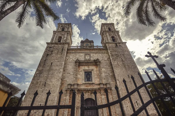 Vue Frontale Église San Servasio Sur Place Principale Valladolid Mexique — Photo