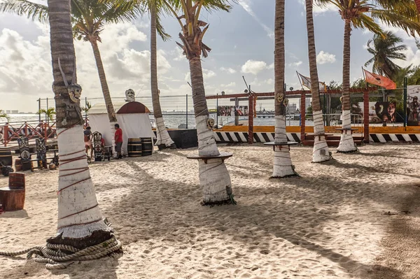 Ряд Пальм Пляжі Порто Хуарес Мексика — стокове фото