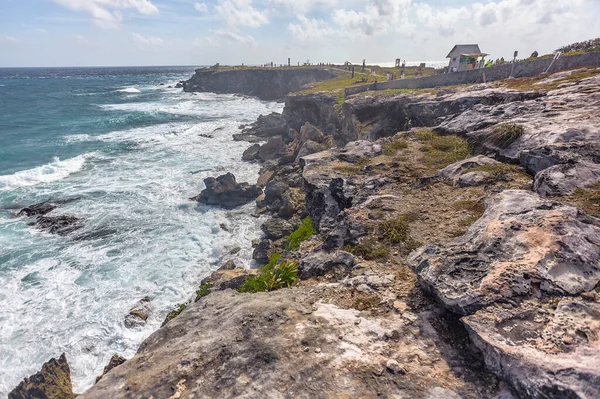 Seascape Rocky Coastline Cliff Overlooking Sea Isla Mujeres Mexico — Stock Photo, Image
