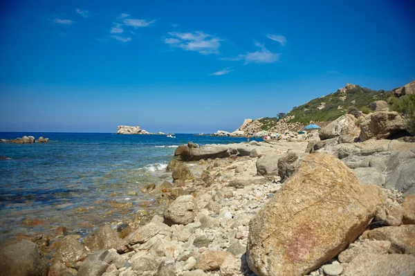 Vista Ângulo Largo Canto Paraíso Cala Praia Figu Sardenha — Fotografia de Stock