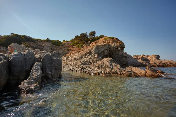 Entrada Natural Mar Típico Costa Sul Sardenha — Fotografia de Stock