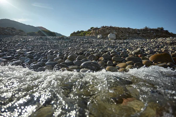 Acque Cristalline Del Mare Meridionale Della Sardegna Incontrano Con Spiaggia — Foto Stock