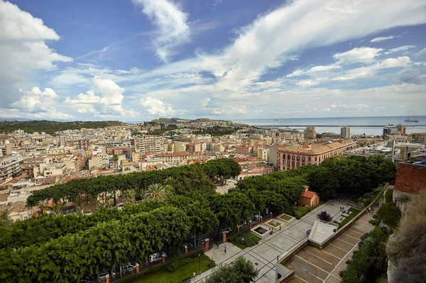 Zona Del Puerto Ciudad Cagliari Tomada Desde Cima Donde Claramente — Foto de Stock