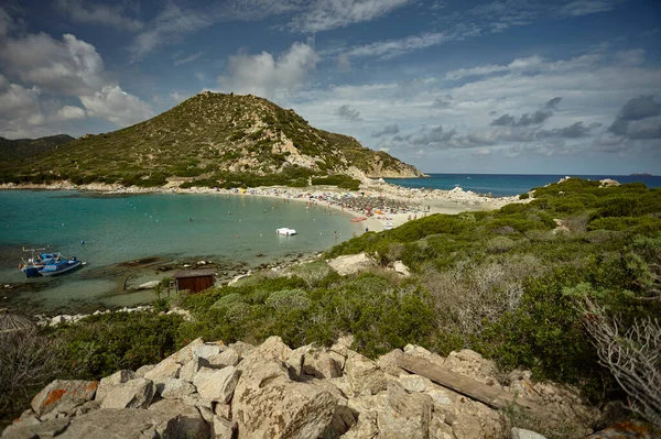 Vista Dall Alto Sulla Spiaggia Punta Molentis Nel Sud Della — Foto Stock