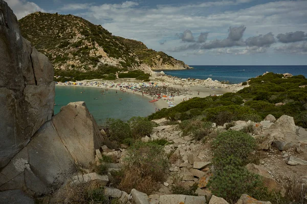 Veduta Naturale Della Spiaggia Punta Molentis Presa Dall Altezza Delle — Foto Stock