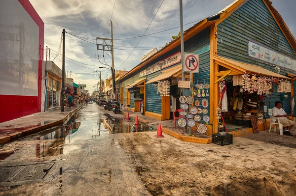 Isla Mujeres Mexico August 2022 Характеристична Вулиця Острова Мухерес Мексиці — стокове фото