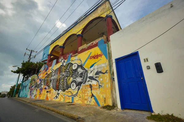 Valladolid Mexico August 2022 Old Mansion Decorated Entirely Graffiti Isla — Stockfoto
