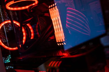 Milan, Italy 30 august 2022: Close-up Macro Shot of Installed RAM Memory in Computer Motherboard Slot. Technically Advanced PC / Server System. Modern High-End PC