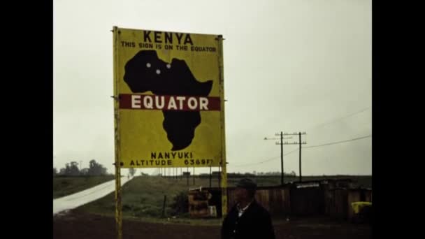 Mombasa Kenya December 1977 Information Sign Equator Kenya Nanyuki Rift — стокове відео