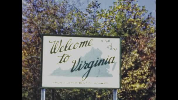 Virginia United States June 1948 Welcome Virginia Billboard Scene 40S — Stockvideo