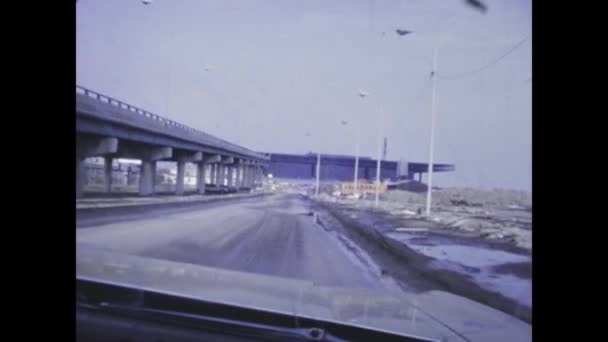 Chicago United States March 1971 View Industrial Area Car Front — Video