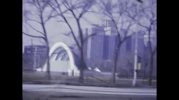Chicago United States March 1971 View Chicago Skyscrapers While Driving — Vídeo de Stock