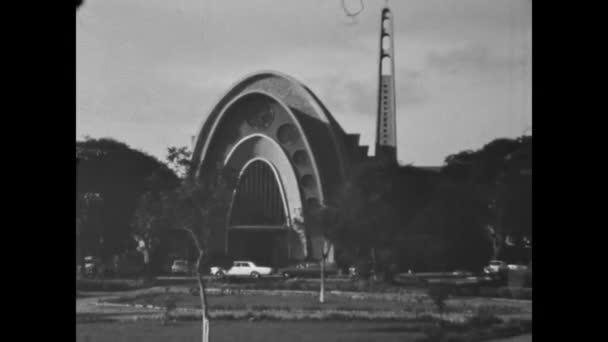 Лима Перу Июнь 1974 Фасад Церкви Санта Мария Рейна Мирафлорес — стоковое видео
