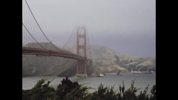 San Francisco Estados Unidos Junio 1975 Puente Golden Gate Horizonte — Vídeo de stock