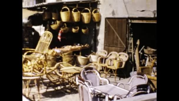 Beit She Israel Mayo 1975 Pequeña Escena Tienda Mimbre Los — Vídeo de stock