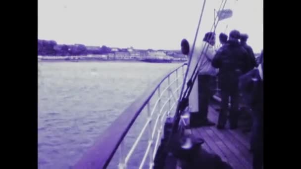Остров Уайт Великобритания Сентября 1983 Года Перемещение Корабля Морской Сцене — стоковое видео