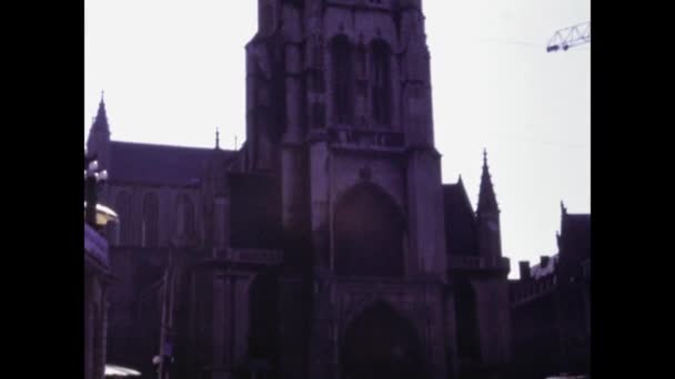 Bruselas Bélgica Abril 1997 Concatedral San Miguel Santa Gúdula Los — Vídeos de Stock