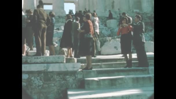 Athene Griekenland Mei 1966 Ruïnes Van Athene Met Toeristen Die — Stockvideo