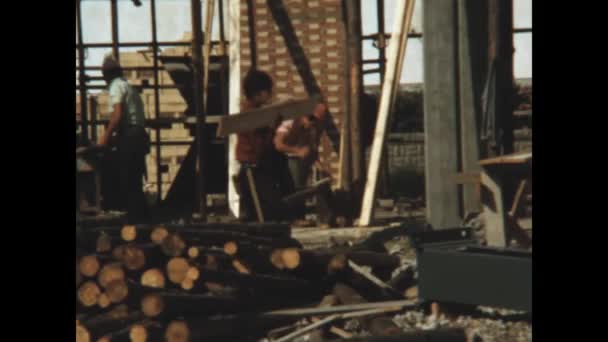 Elba Island Itálie Červen 1971 Pracovníci Pracují Staveništi Postavit Dům — Stock video