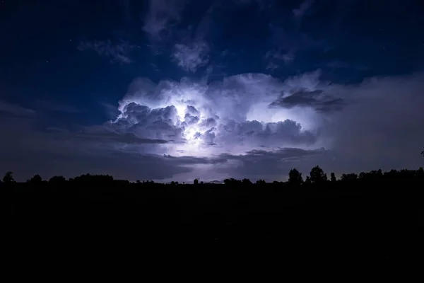Blixt Storm Den Mörka Natten — Stockfoto