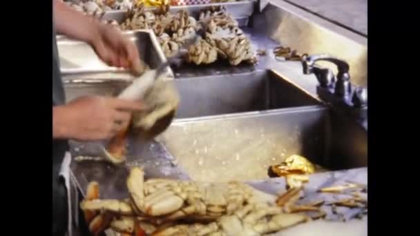 San Francisco United States May 1977 Crabs Sale Street Market — Stock Video