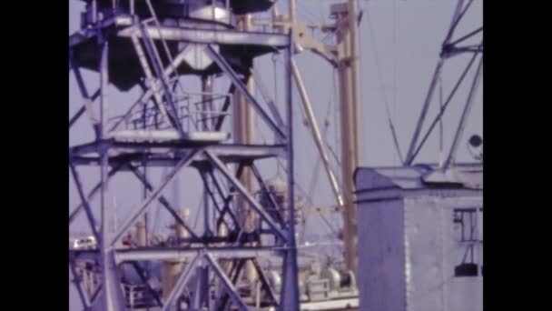 Париж Франція 1969 Cargo Crane Місці Порту — стокове відео